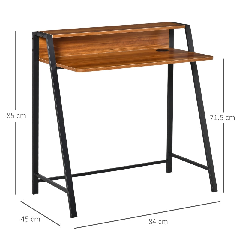 Writing Desk Computer Table with Storage Shelf 84L x 45W cm Walnut