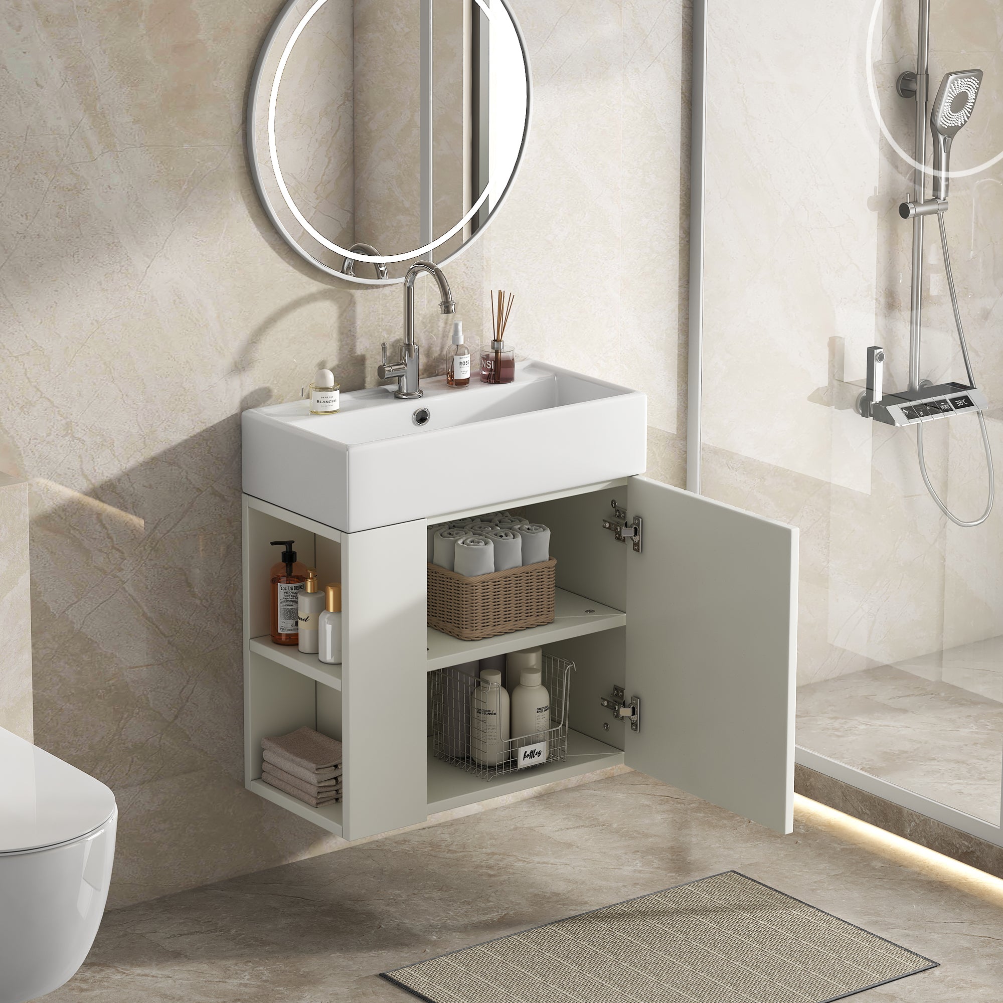 Bathroom Furniture Washbasin with Vanity Unit 55cm, Hanging White