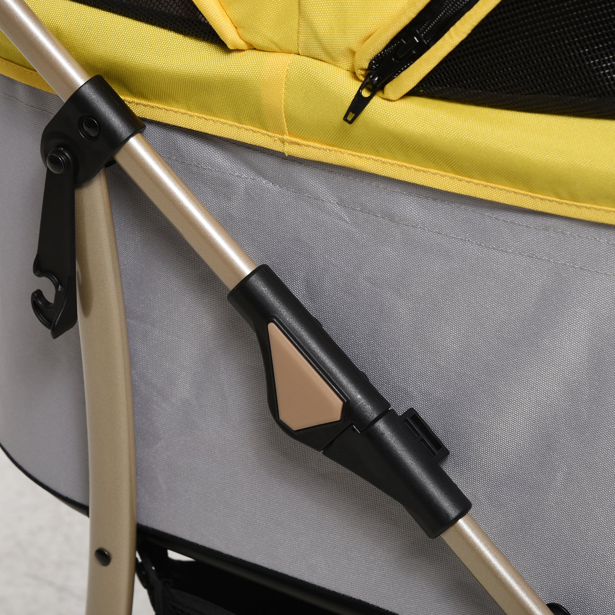 Dog Stroller, Foldable 2-in-1, 4 Wheels, Oxford Fabric, Yellow