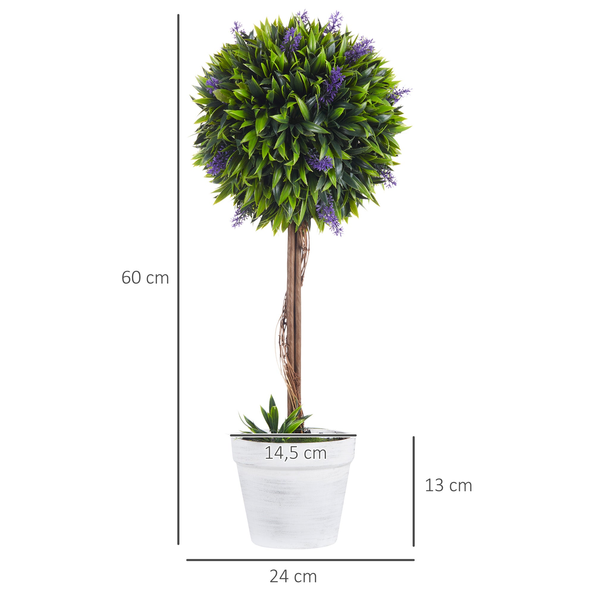 Artificial Lavender Plant, 60cm Potted Houseplant Set of 2, Indoor/Outdoor Use