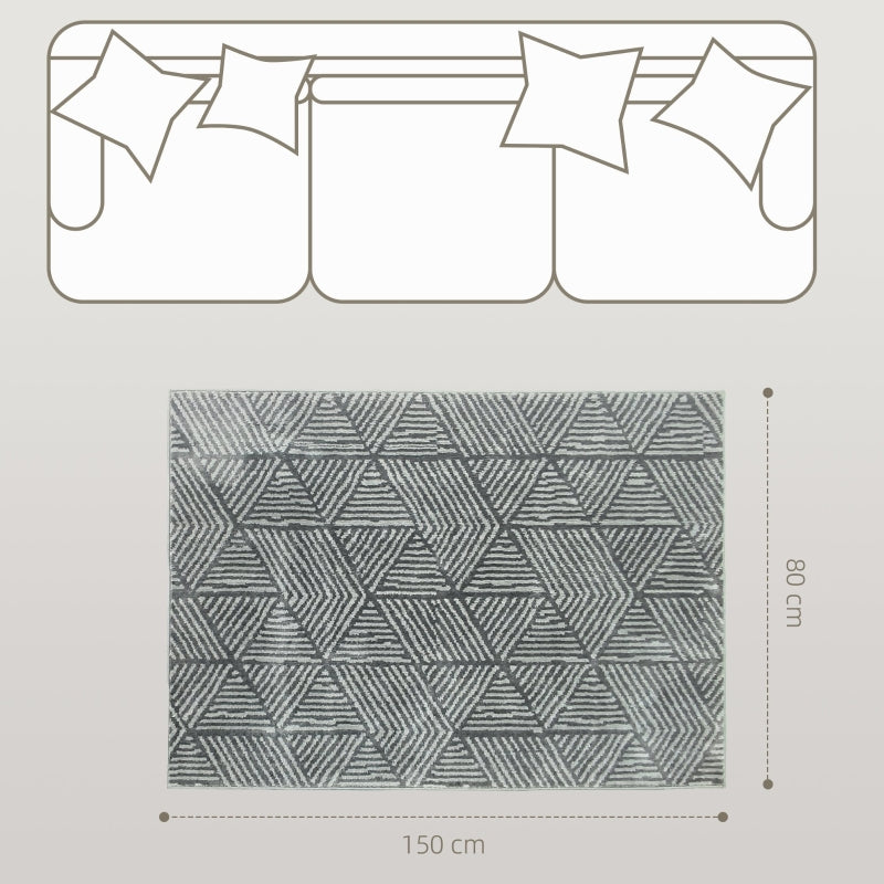 Rug Living Room, Modern Style Washable Area, Dark Grey