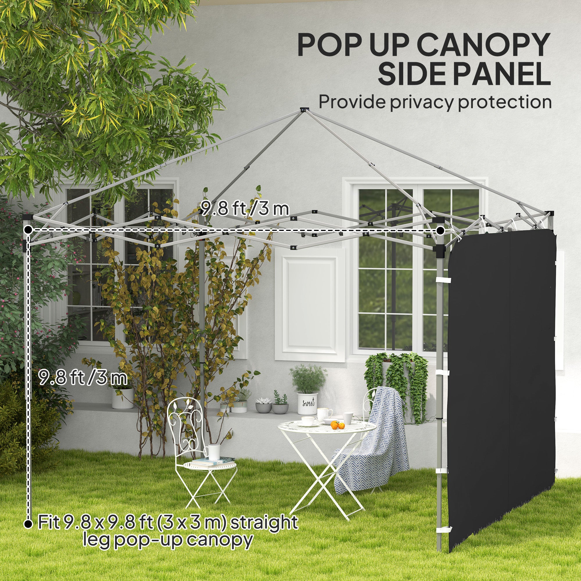 Replacement Gazebo Sidewall, 195 x 295cm, Black