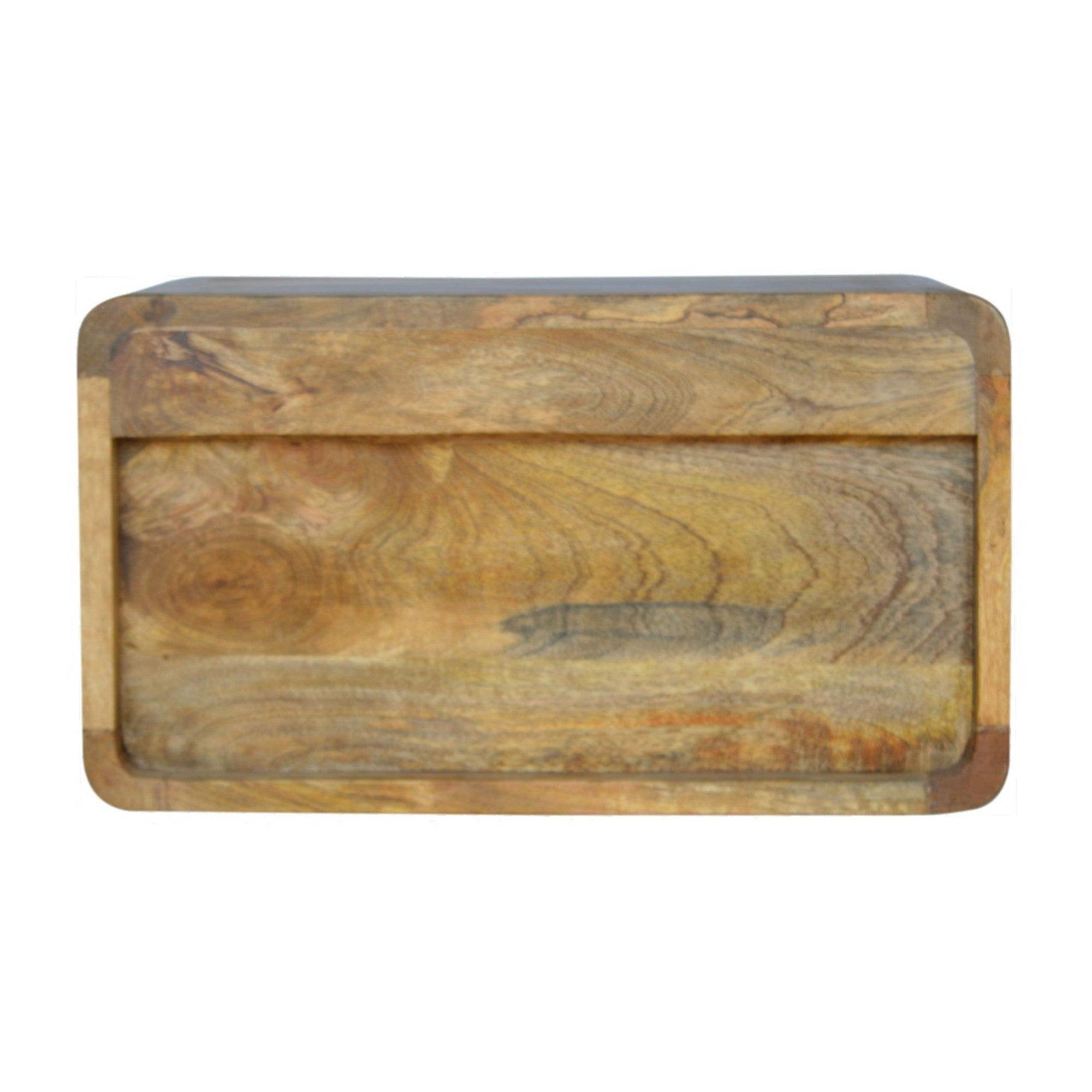 Solid Wood Bedside, Floating Curve 1 Drawer Open Shelf, Beige