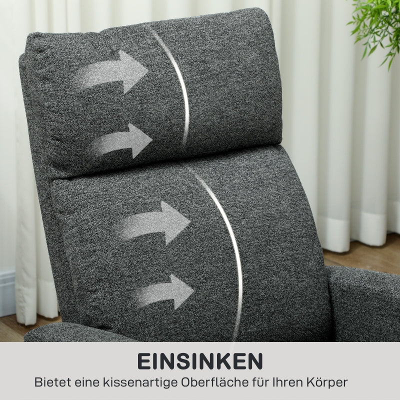 Recliner Chair, Adjustable Leg Rest, Living Room, Fabric, Grey