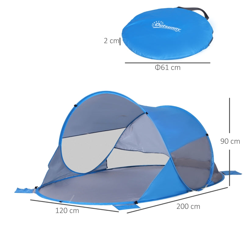 Fibreglass Frame Pop-Up Lightweight 2 Person Camping Tent Blue