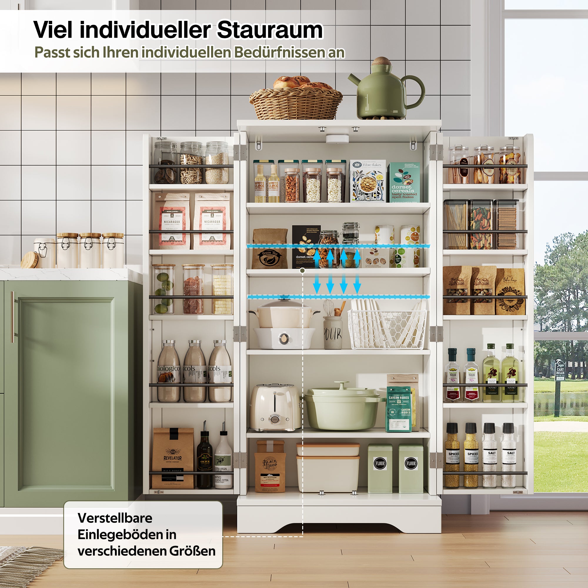 Kitchen Cabinet 120x60x40cm LED Sensor Light 2-Door Adjustable Shelves - White