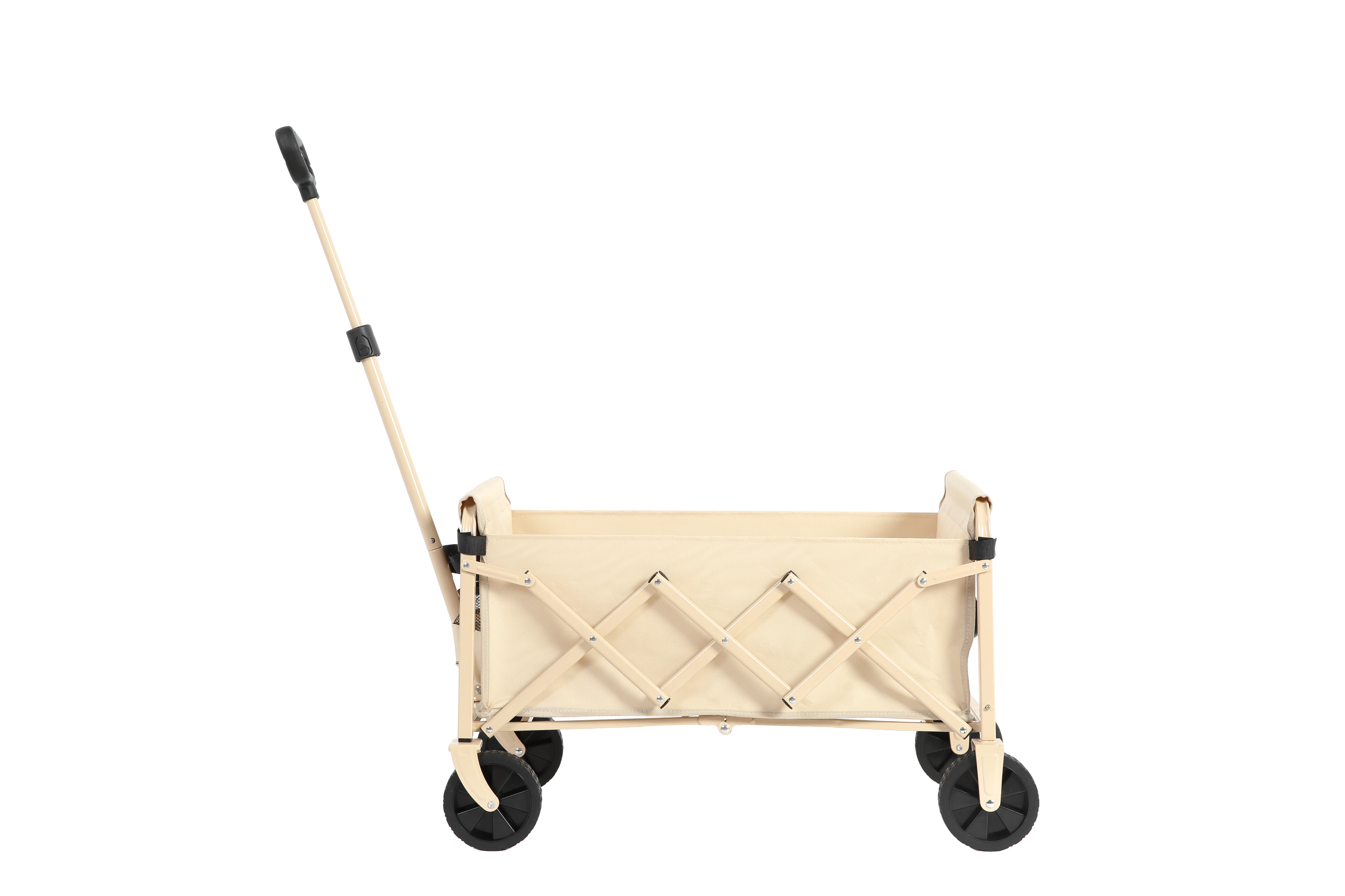 Folding Beach Wagon - Heavy Duty Portable Outdoor Utility Cart with Large Capacity, Beige
