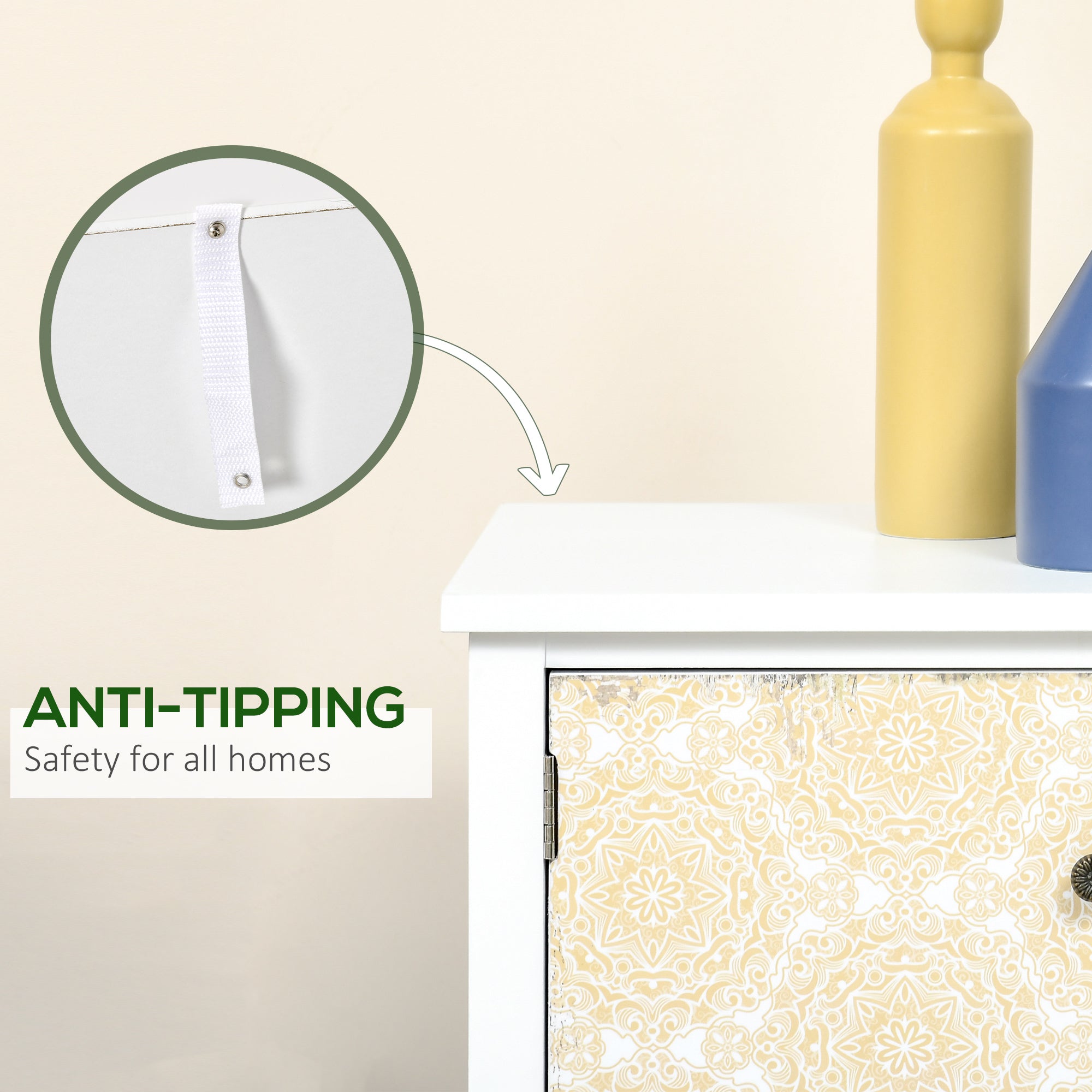 Drawer Table Sideboard Multi-purpose Storage Chest Shabby Chic Wood Blend Organizer Unit