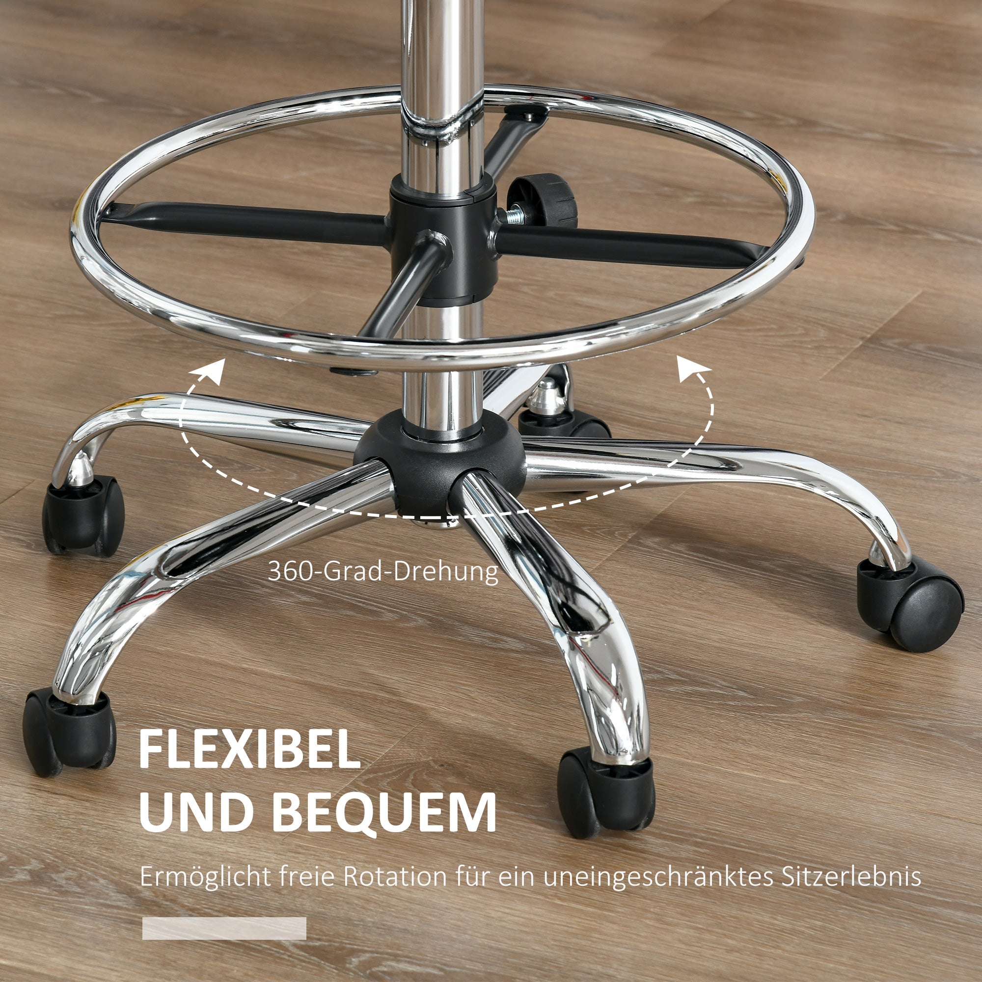 Swivel Bar Stool, Height Adjustable with Backrest, PU Leather Beige