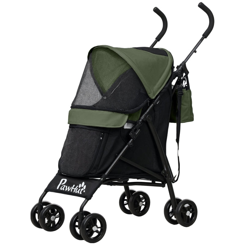 Pet Stroller, Safety Leash, Mesh Window, Dark Green