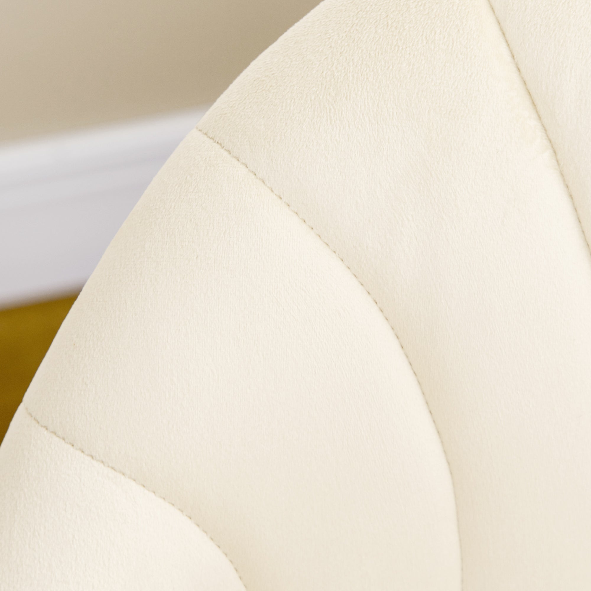 Dining Chairs, Set of 2 Upholstered with Velvet Backrest and Steel Legs, Cream