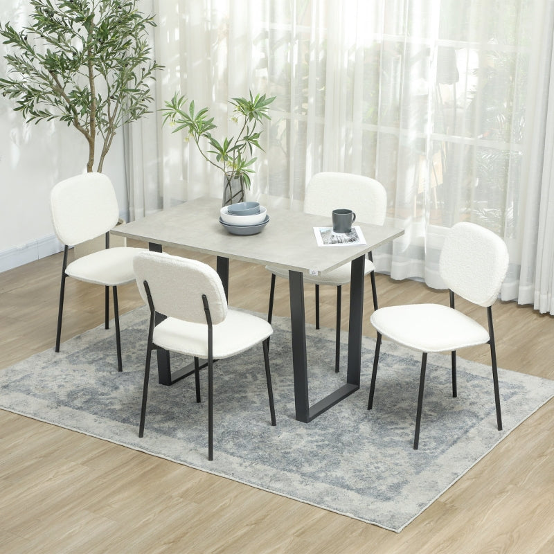 Dining Chairs Set of 4, Upholstered with Steel Legs, White Velvet