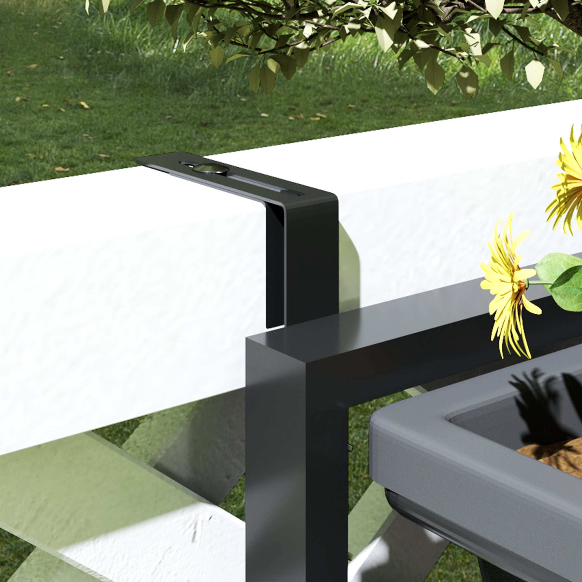 Flower Pots, Set of 3 with Holes, Square Plant Pots, Plastic, Dark Grey