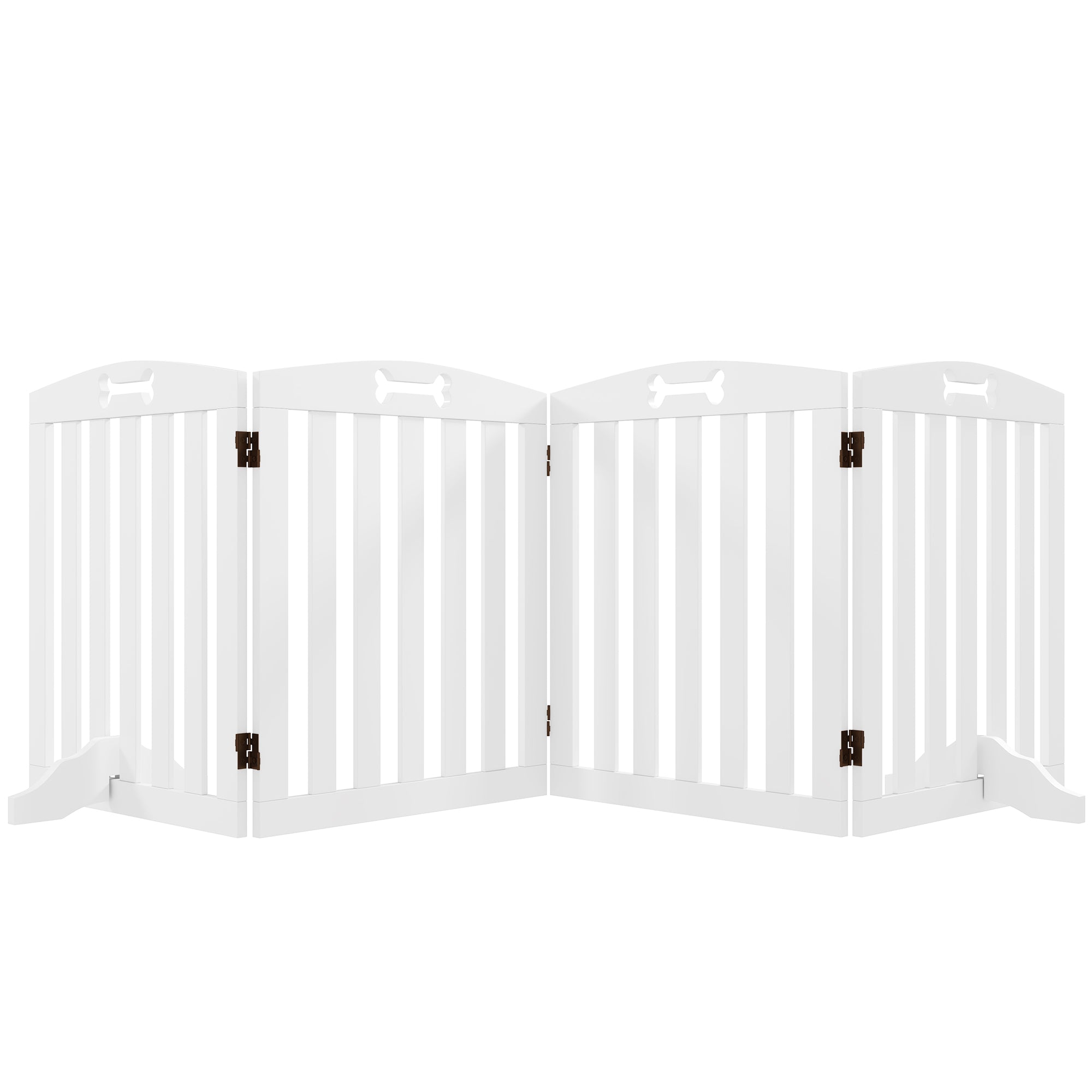 Dog Gate 4-Piece Set, Foldable Freestanding Stair Gate 207.5x61cm, White