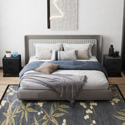 Bedside Tables Set of 2, Modern Nightstand with 2 Drawers, Steel Legs, Black