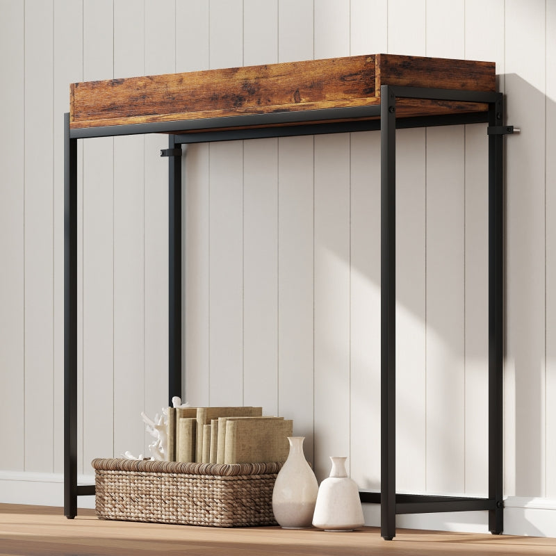Hallway Console Table Narrow with Metal Frame Rustic Brown