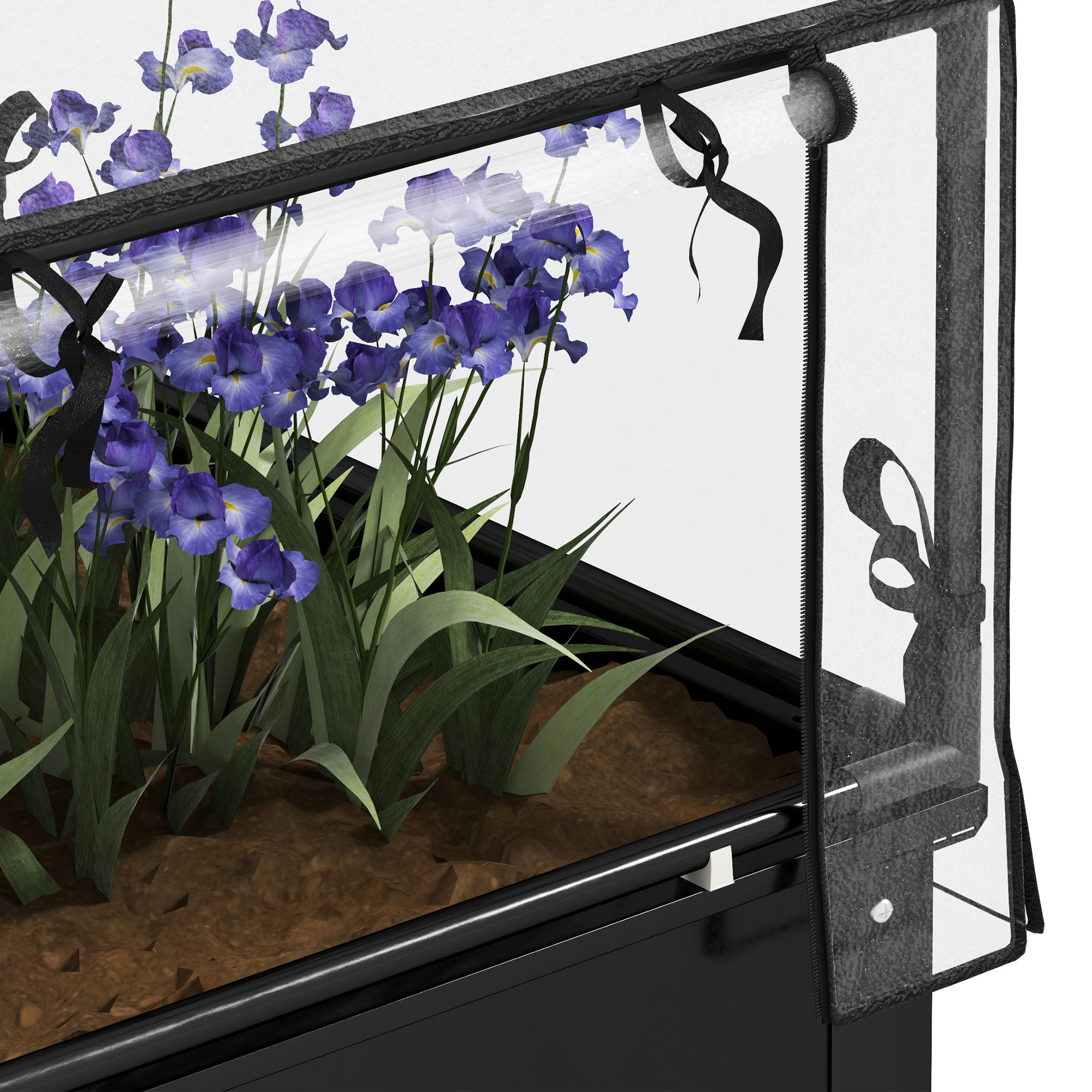 Raised Garden Bed with Cover, Elevated Herb Planter & Drainage Holes, Metal Black