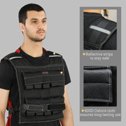 Adjustable Weighted Vest, 20KG with 30 Metal Weights and Reflective Strips