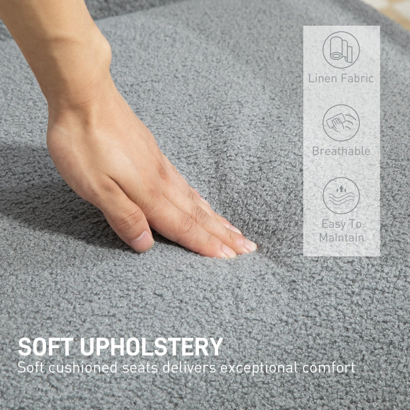 Accent Chair Wood Frame Wide Seat Thick Cushions Grey