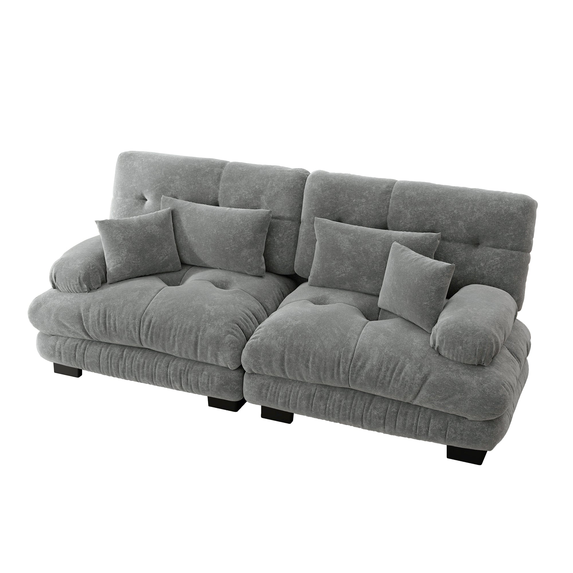 Cloud Corner Sofa, Double with Lumbar & Decorative Cushions, Chenille Grey