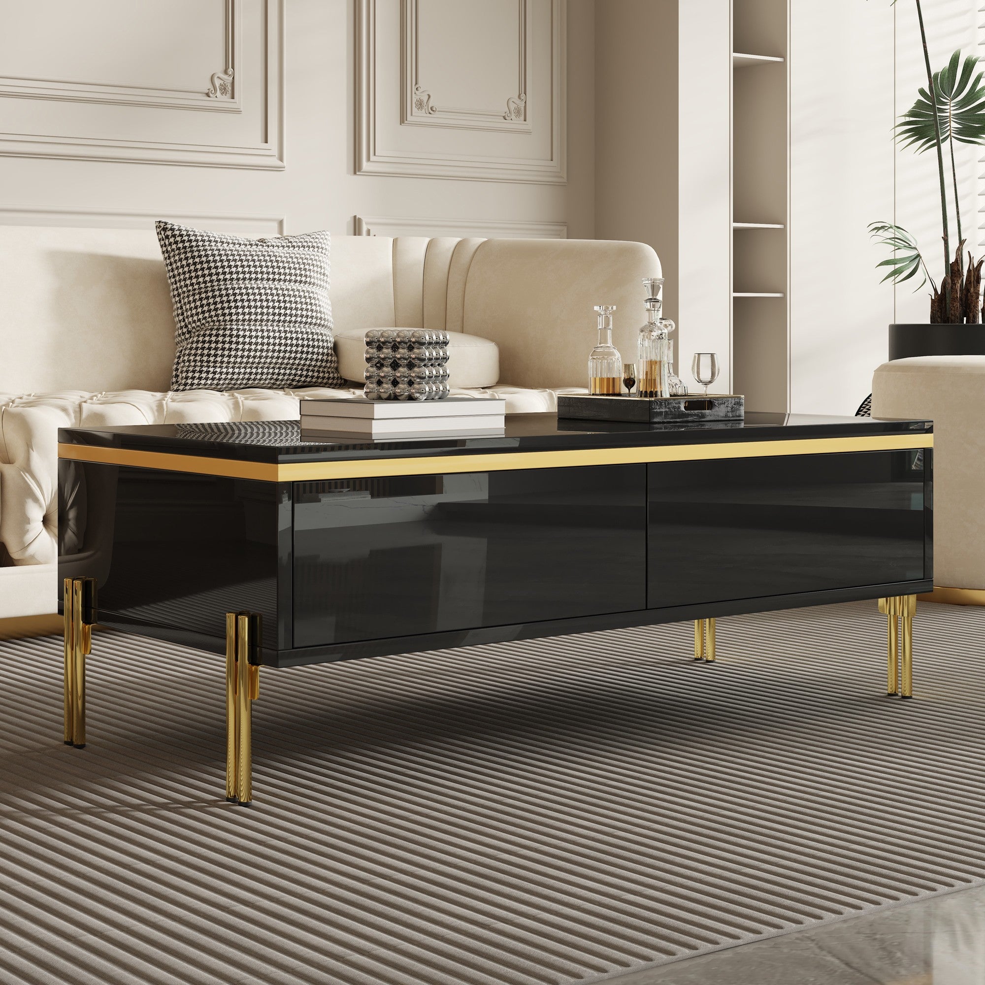 High-Gloss Coffee Table Multifunctional Side Table 100x50x36cm