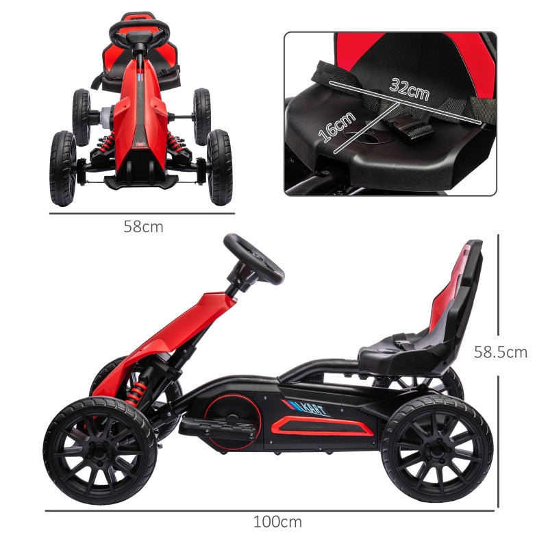 Kids Electric Go Kart, 12V Racing 2-Speed - Red