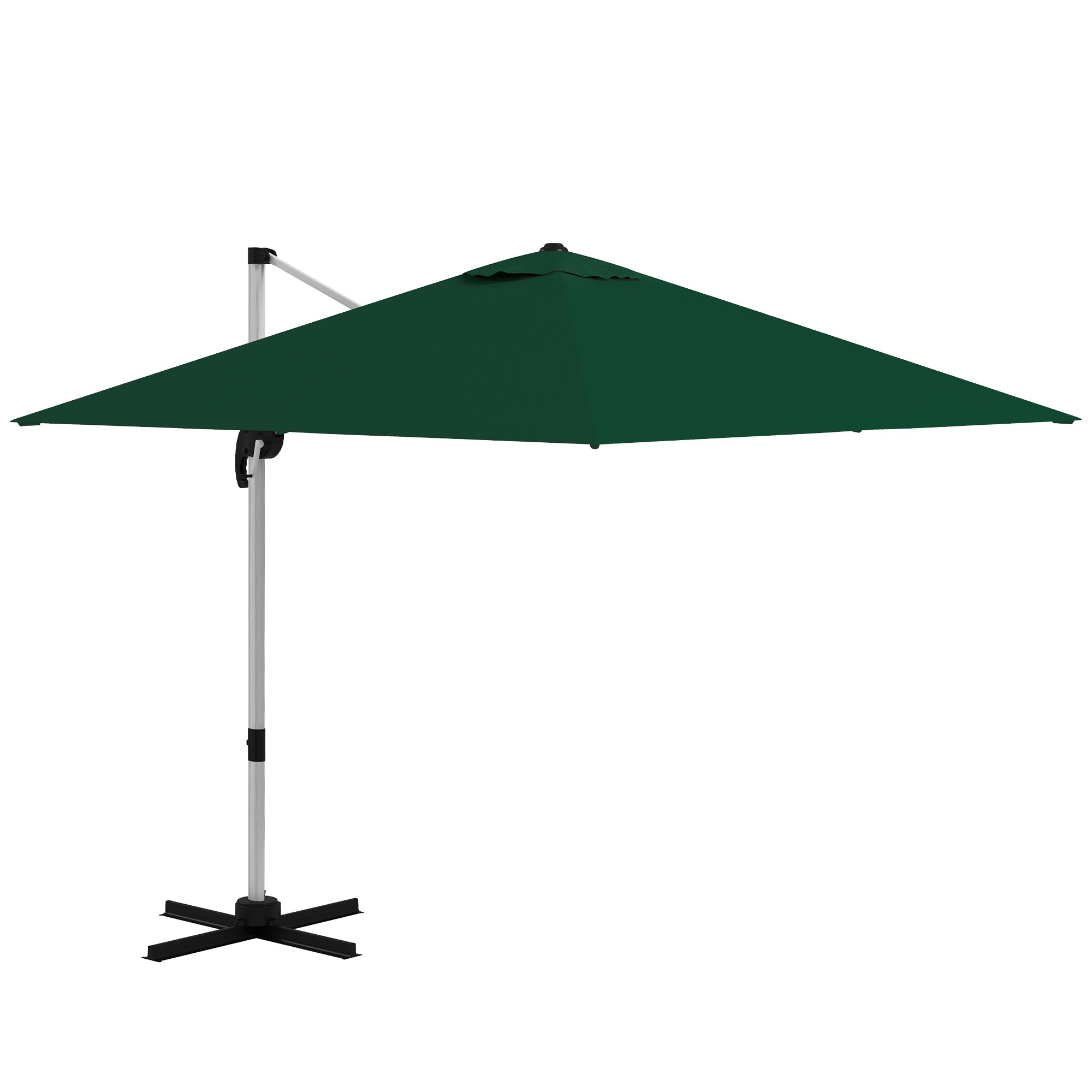 Square Cantilever Garden Parasol, Five-Position Canopy, Green