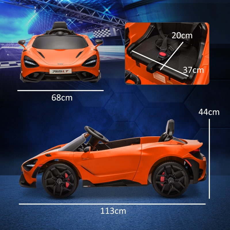 McLaren 765LT 12V Kids Electric Ride On Car, Orange