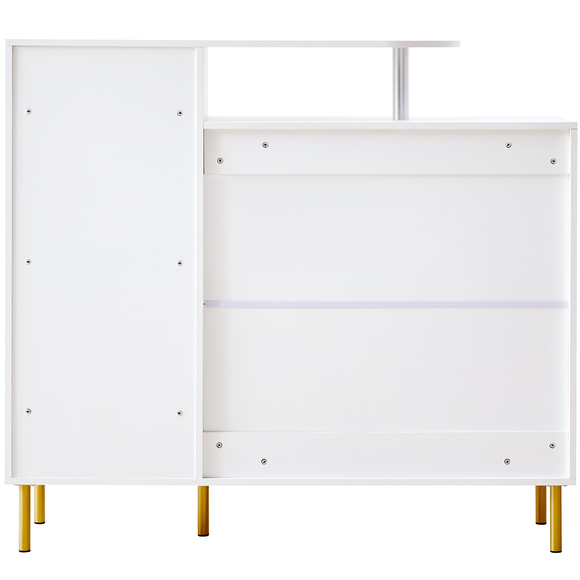 Chest of Drawers with Metal Handles, 1 Drawer, 3 Doors, on Metal Feet, White