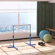 Gymnastics Bar with 13-Level Height Adjustment and Wooden Steel Construction, Blue