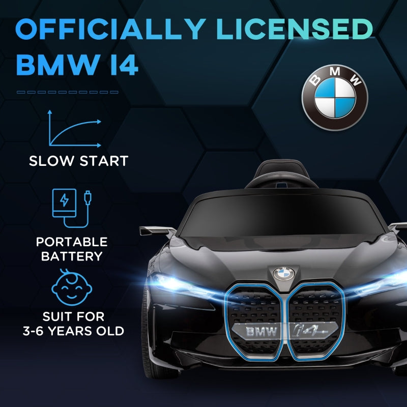 BMW i4 Licensed 12V Electric Ride-On Car, Remote Control, Black