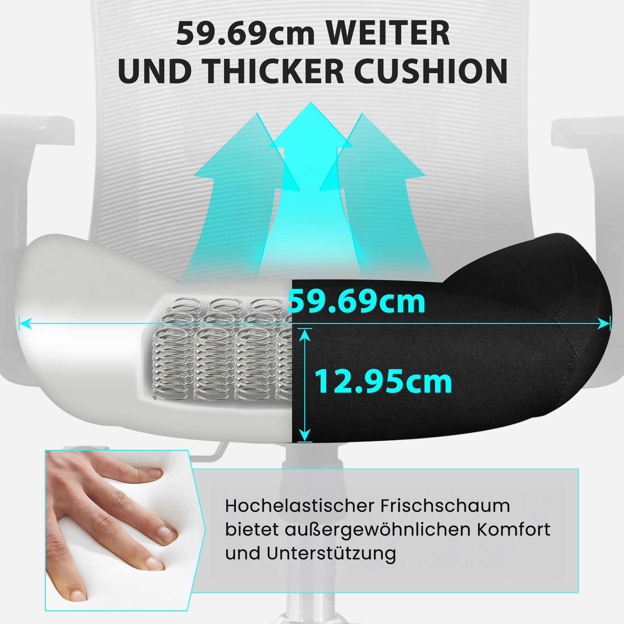 Ergonomic Office Chair, High Back 200kg Capacity 4D Armrests Lumbar Support, Mesh