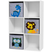 ZONEKIZ Children's Shelf Bookcase with 3 Storage Boxes, White + Gray