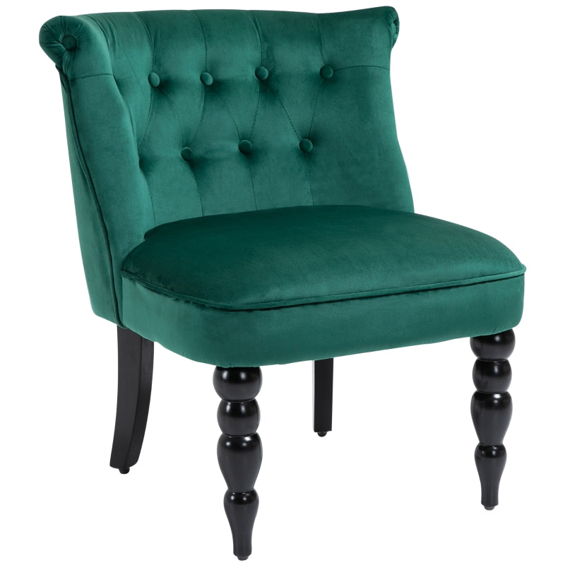 Velvet-Feel Wingback Accent Chair with Wooden Legs, Green