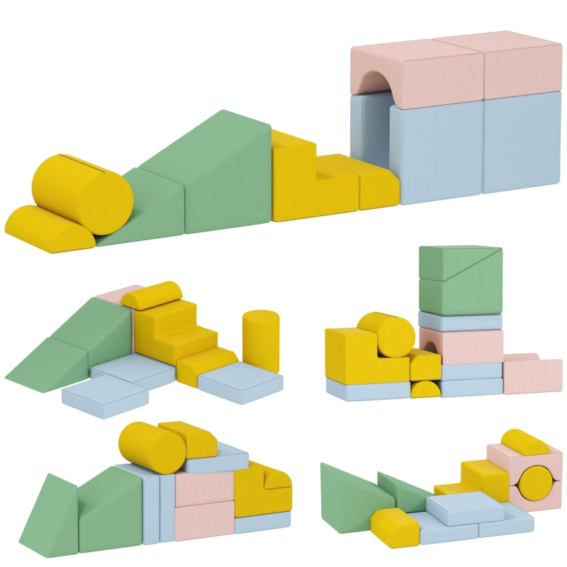 Soft Building Block Set, 12-Piece Washable Foam Blocks, Corduroy Pastel Colors