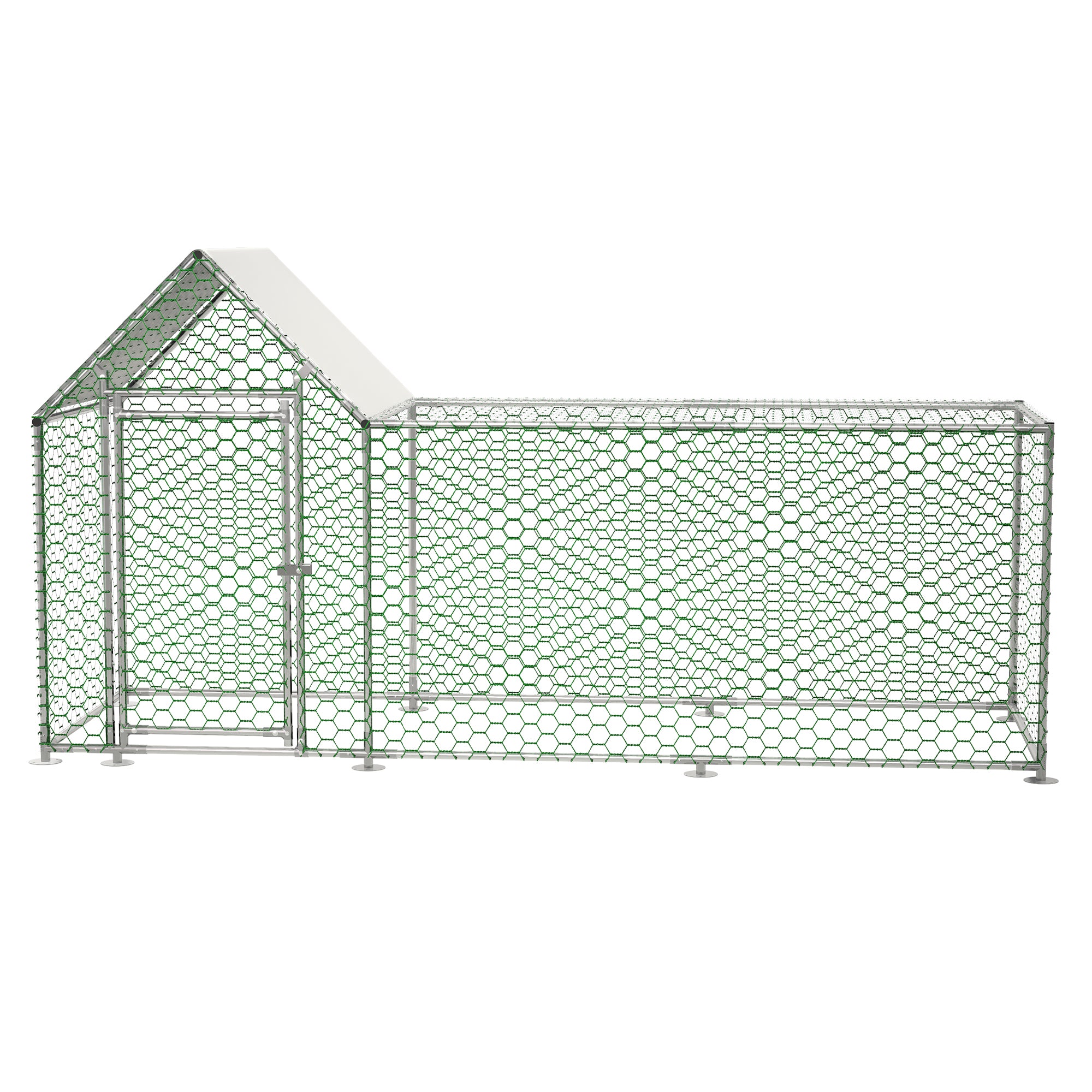 Chicken Coop/Run 3x1x1.5m Safety Lock Waterproof PE Metal Enclosure