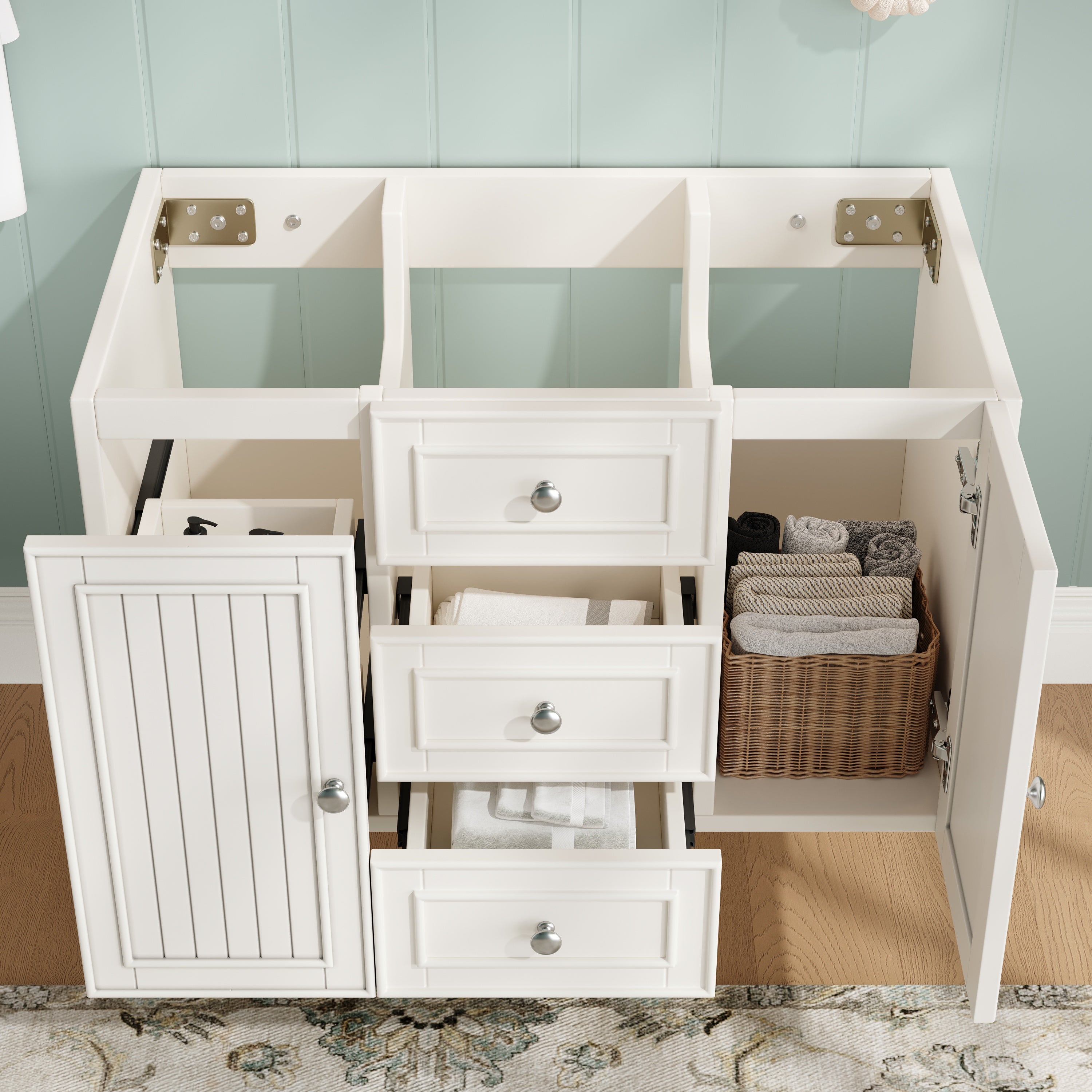 Bathroom Vanity Unit Wall-Mounted 3 Drawers Modern Style 78.5x46x46.8cm - White