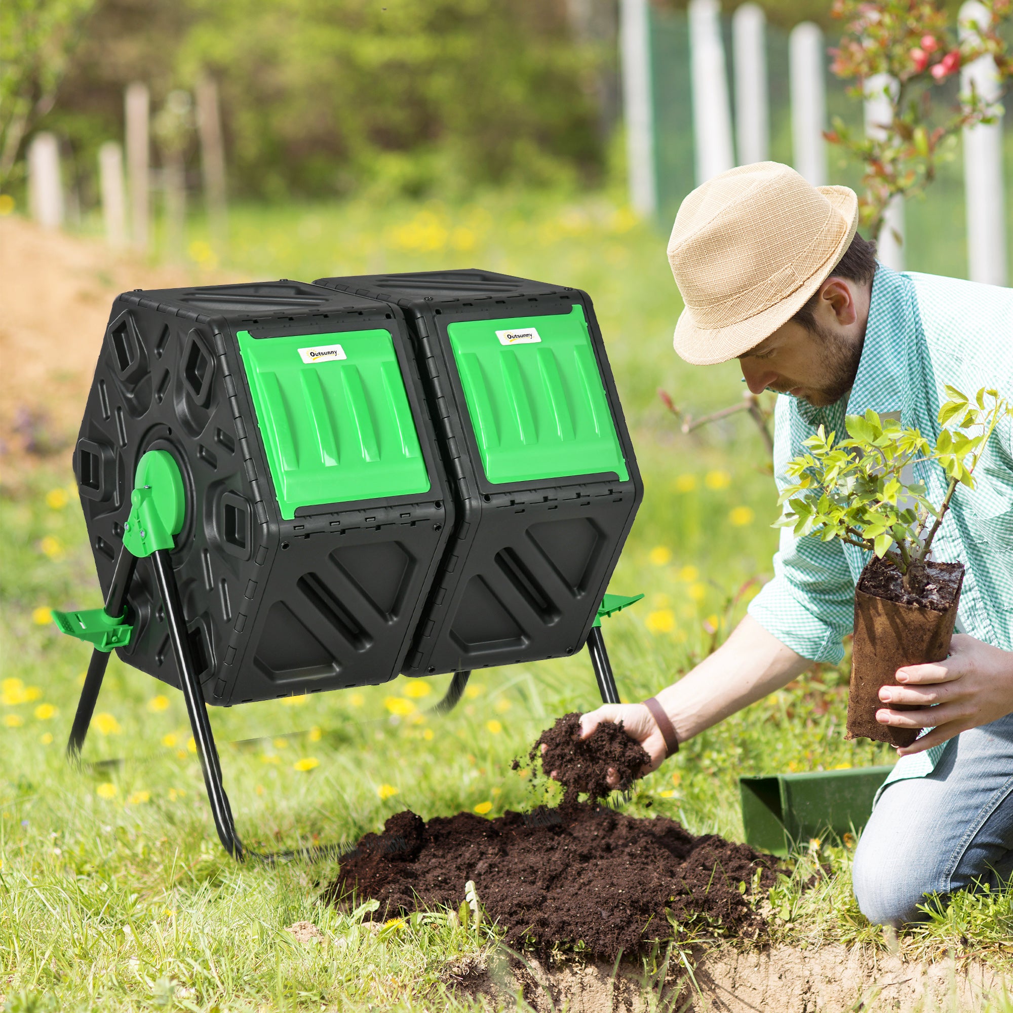 Double Chamber Composter 130L Black