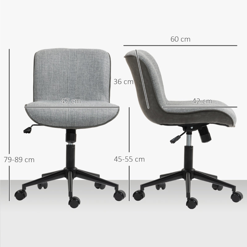 office Chair, Adjustable Swivel with Tilt, Dark Grey Linen
