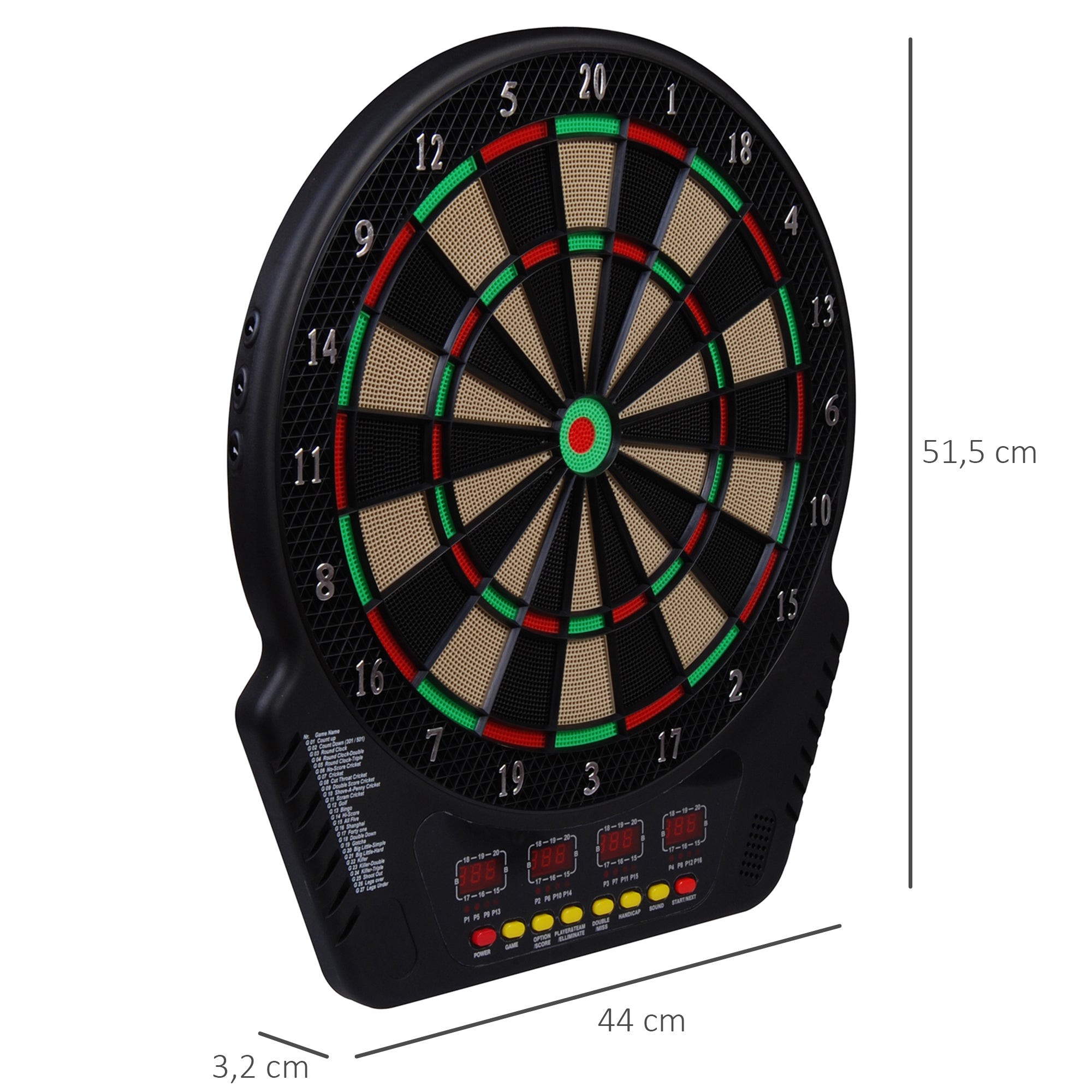 Electronic dartboard with 6 darts 27 games 243 hitting options