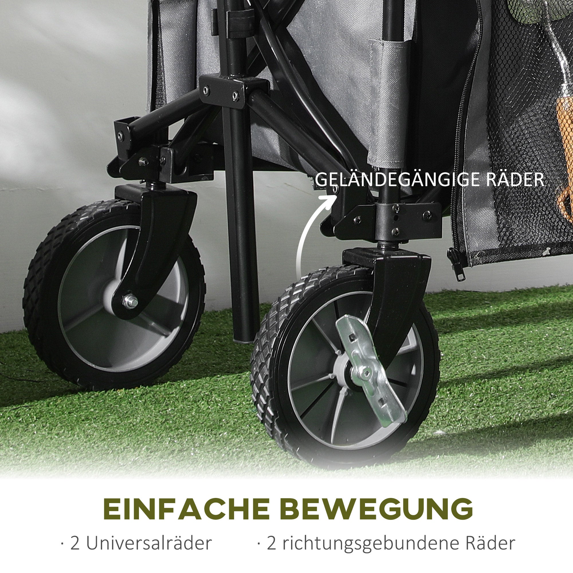 Folding Handcart, 120 kg Load, Adjustable Handle, Side Pockets & Folding Board, Dark Grey