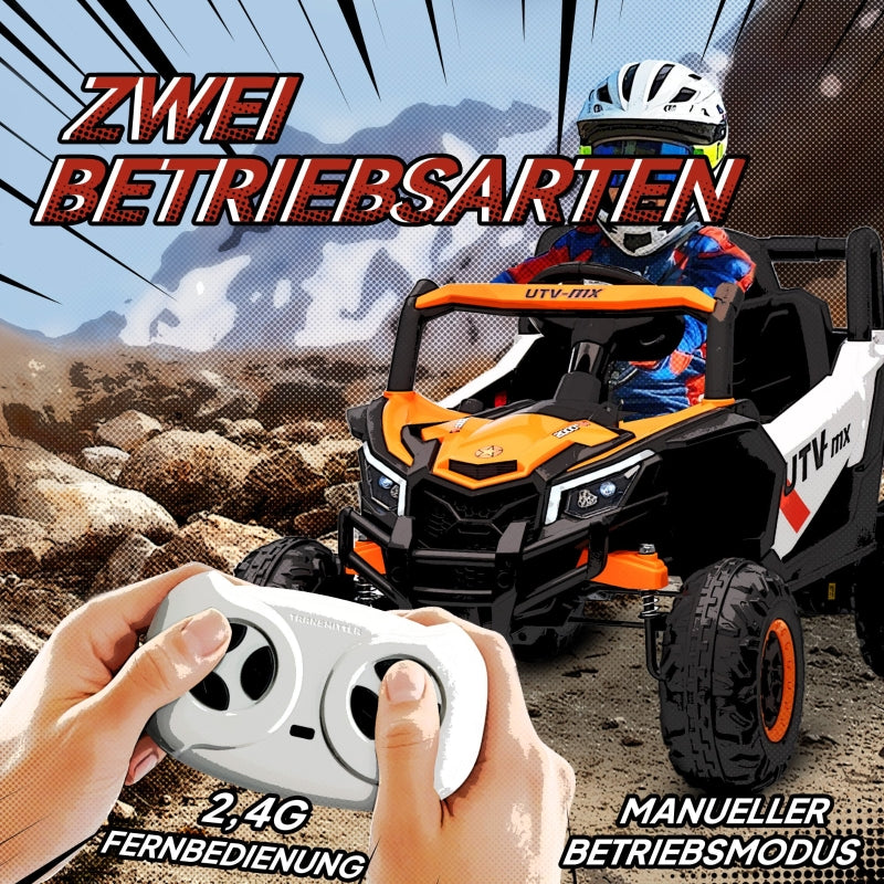 Kids Electric Ride-On Car with Remote Control, LED Lights and USB, Orange