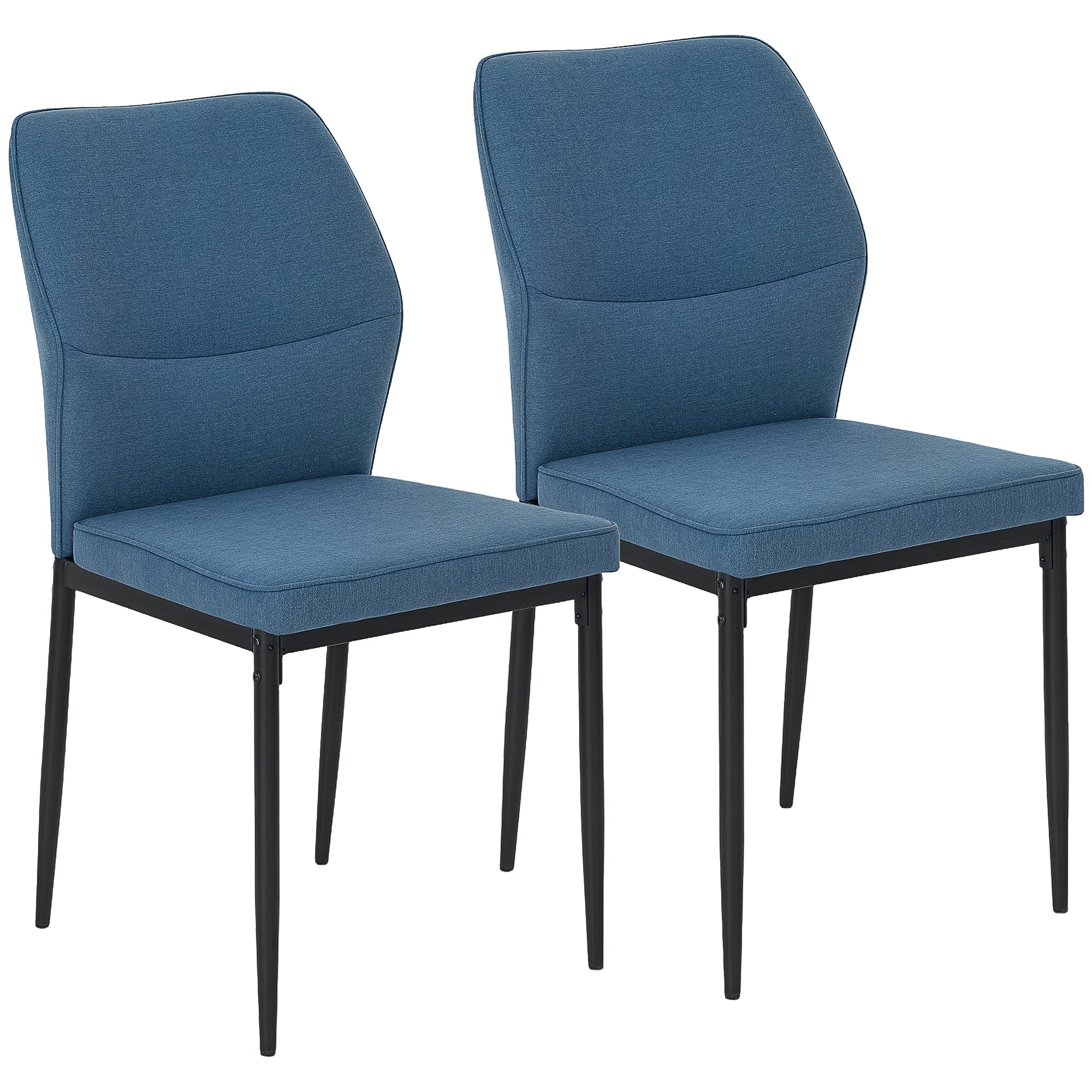 Velvet Dining Chairs Set of 2, Upholstered with Metal Legs, Blue