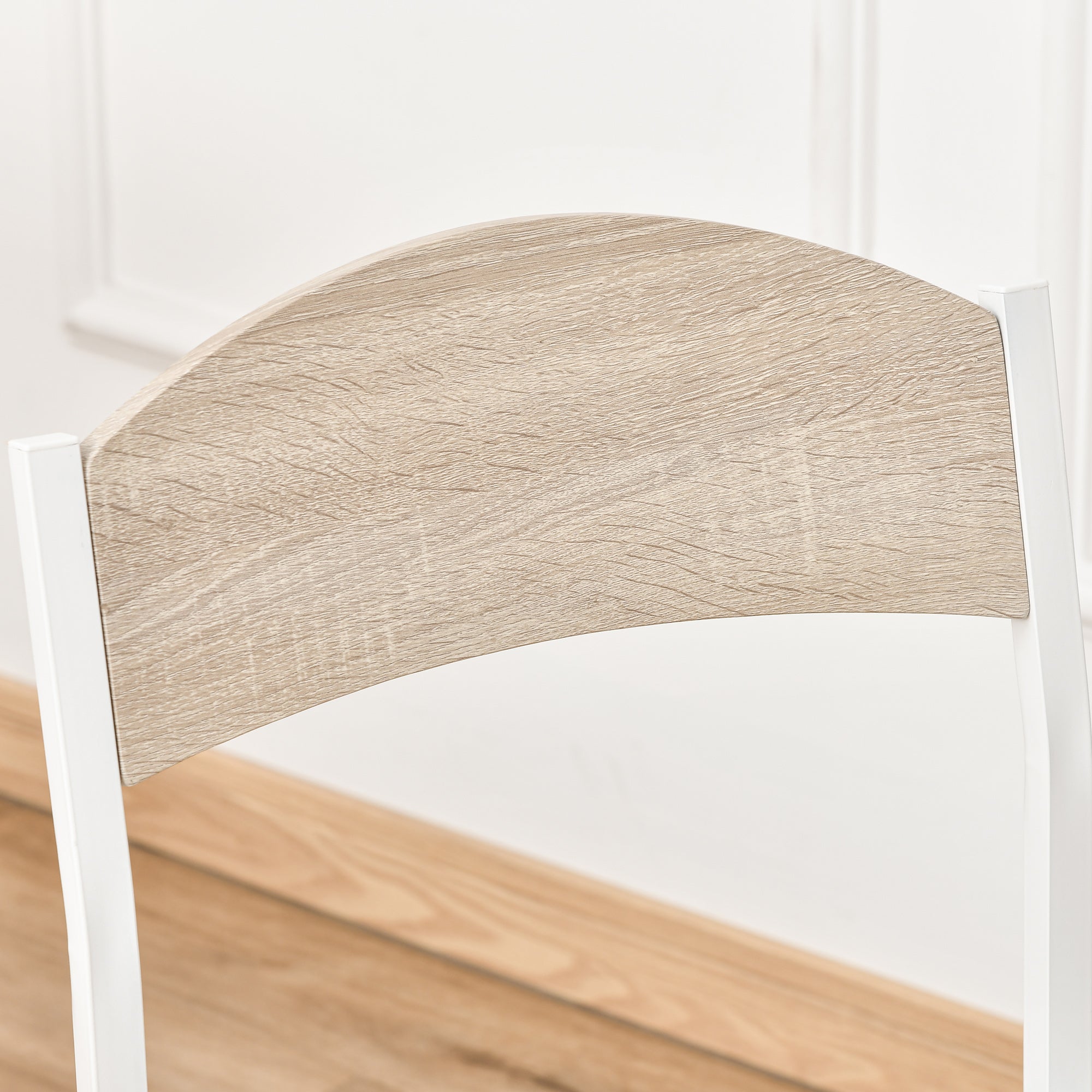 Dining Set 5-Piece Table & 4 Chairs Wood Grain MDF/Metal Grey/White