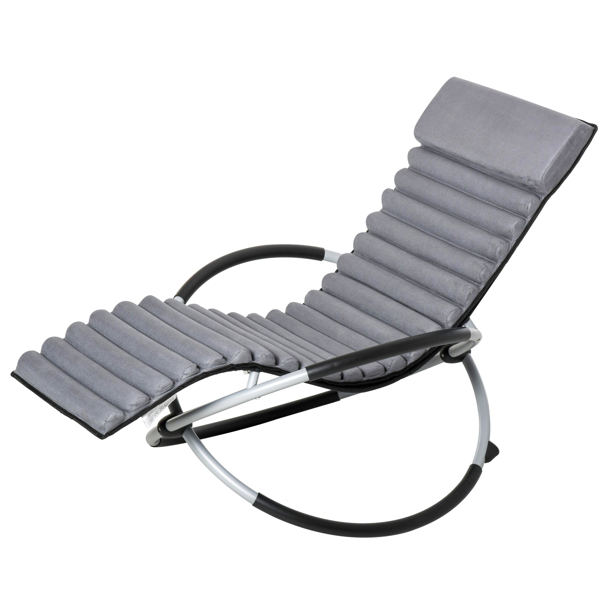 Ergonomic 2-in-1 Rocking Chair Garden Lounger Spherical Design Metal/Textilene Black