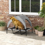 Elevated Dog Bed, Canopy Outdoor Lounger, Breathable, Light Gray Oxford