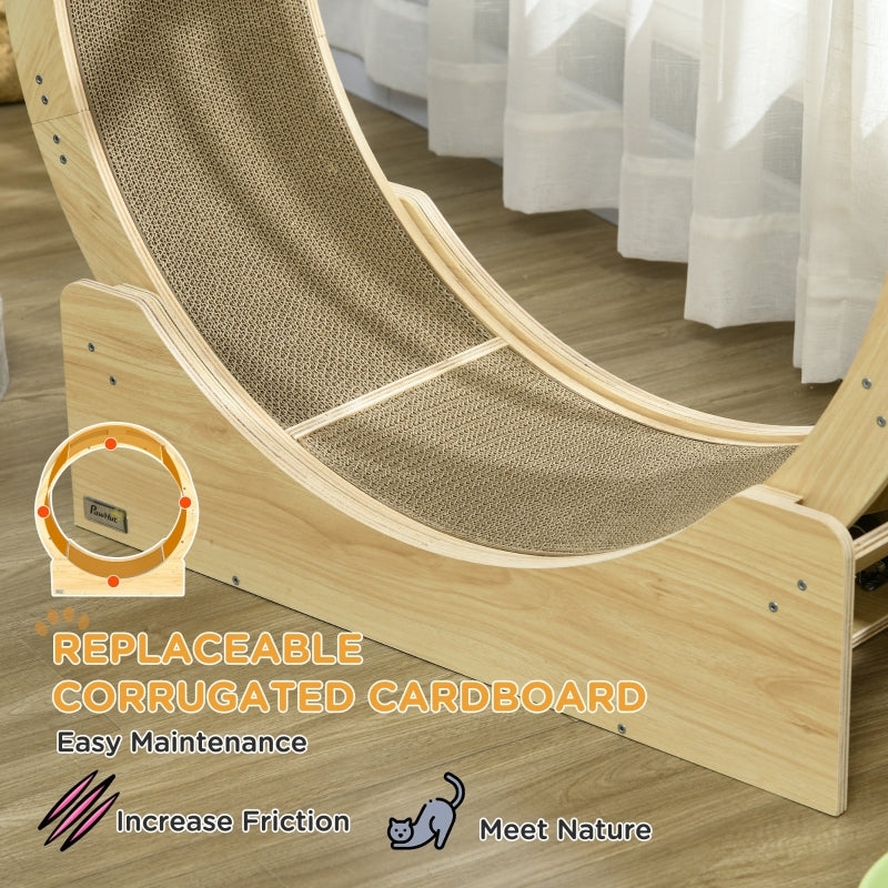 Cat Wheel, with Brake and Scratching Pads - Oak Tone