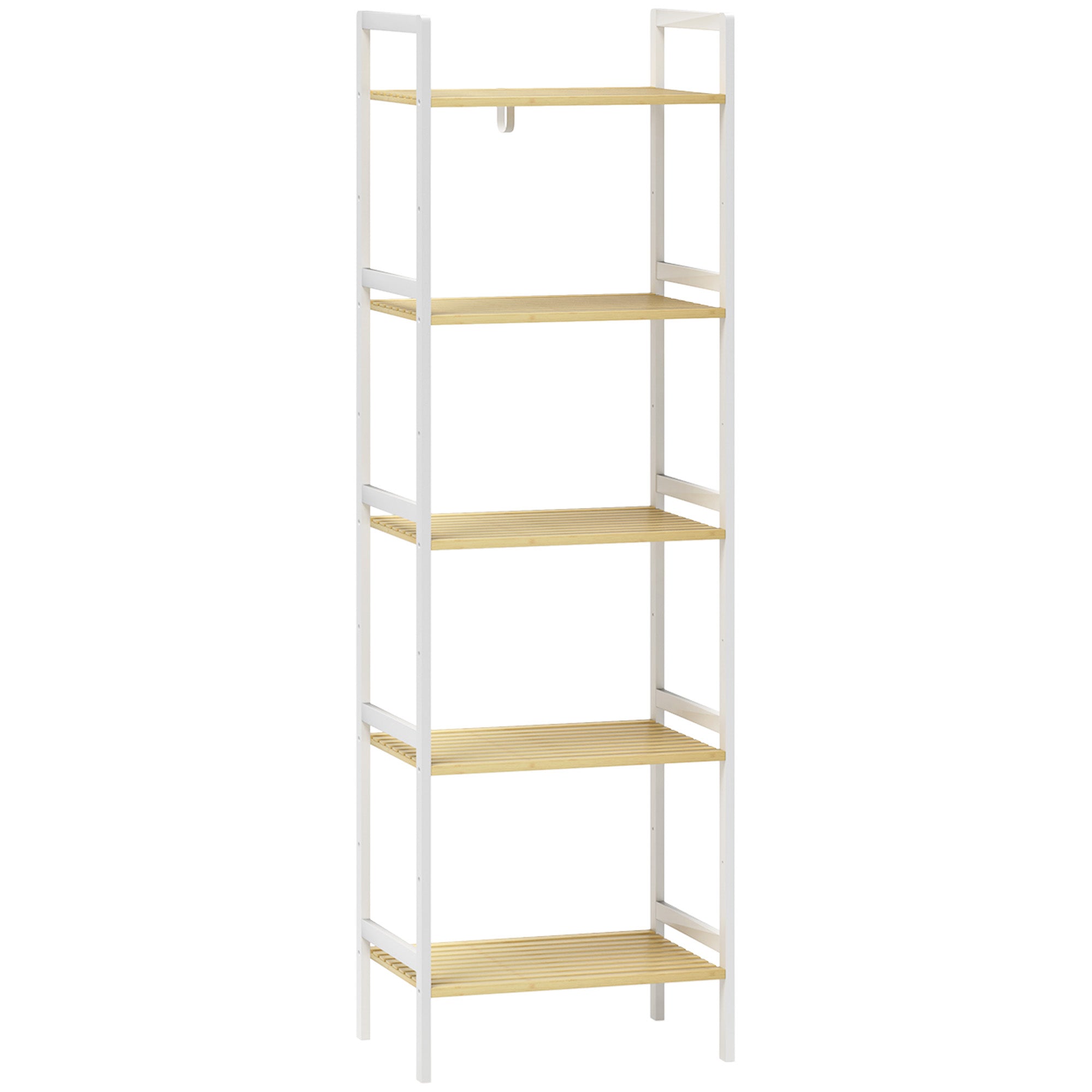 Shelf Storage Unit, Five-Tier Adjustable Bamboo