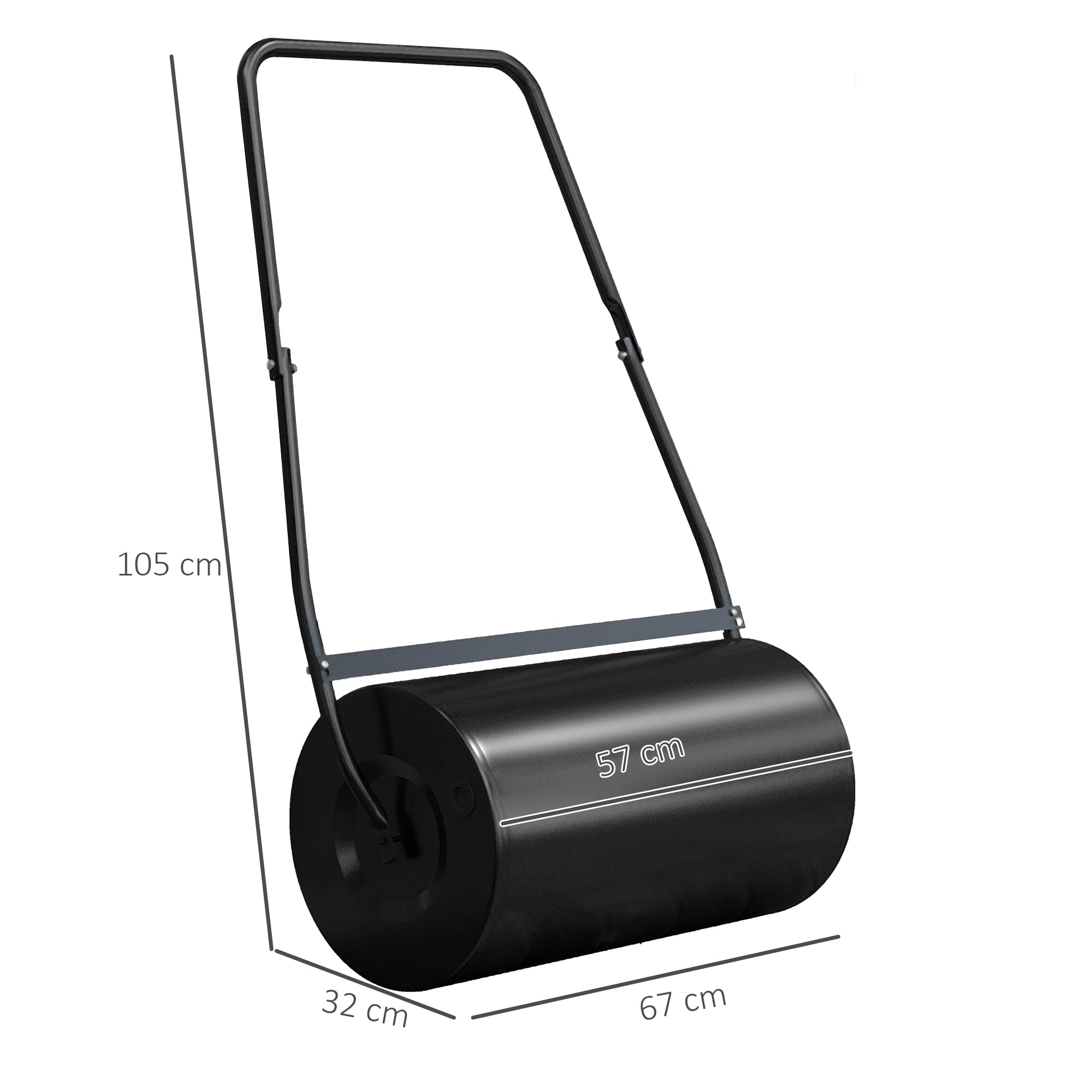 Heavy Duty Lawn Roller 46L Water Sand Filled Push/Tow Steel Drum