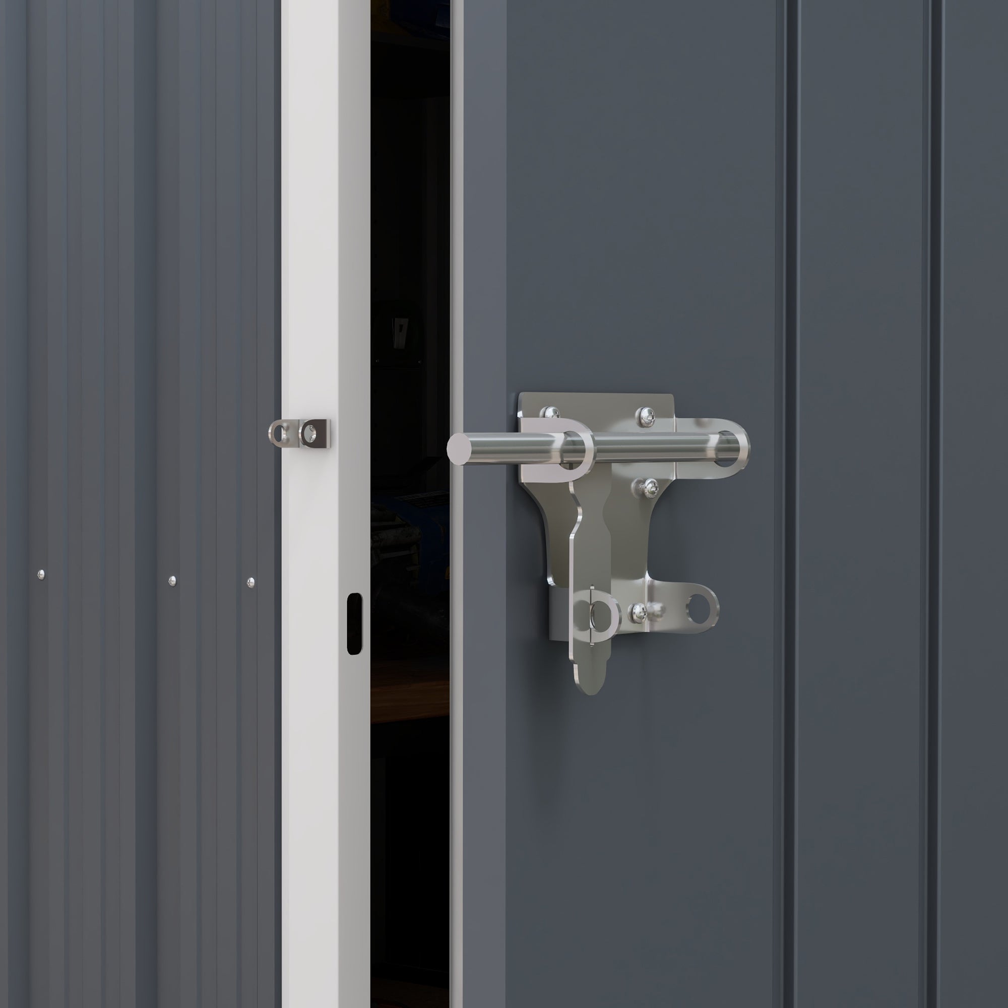 Galvanised Garden Shed with Latch - Dark Grey